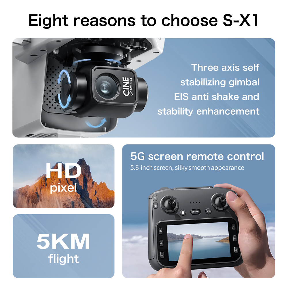 Orijinal S-X1 GPS Drone 8K HD  - Drone Gimbal 3 Axis incelemesi ve fiyatı
